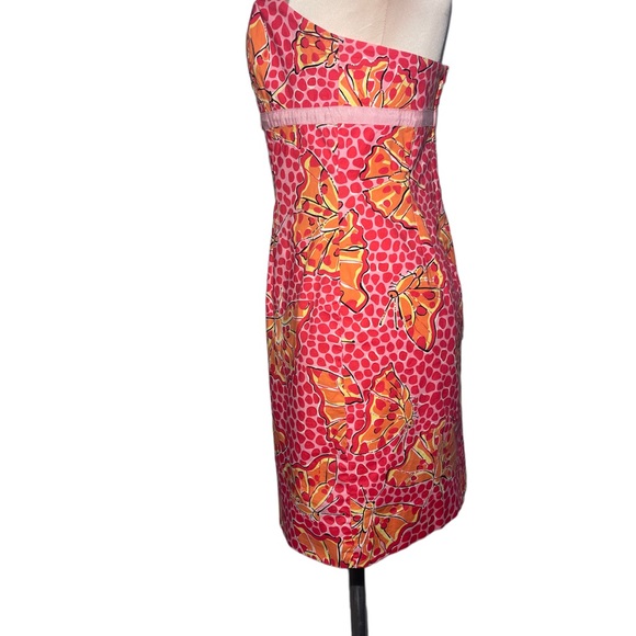 Lilly Pulitzer White Label strapless pink dress with butterflies. Size 6 - Picture 5 of 14